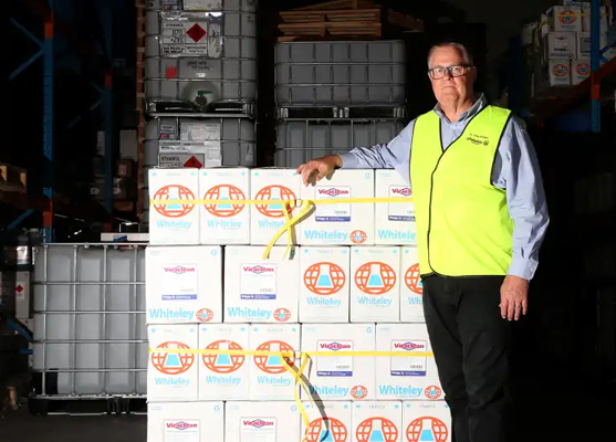 It's all hands on deck at Whiteley Corporation's hand sanitiser factory near Newcastle. Peter Lorimer